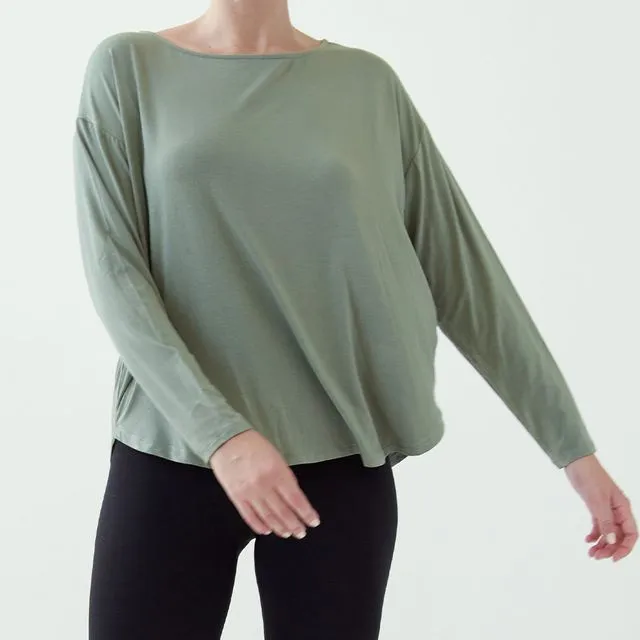 Bamboo Dolman long sleeve top, OLIVE (S-M-L-XL/ 1 2 2 1)