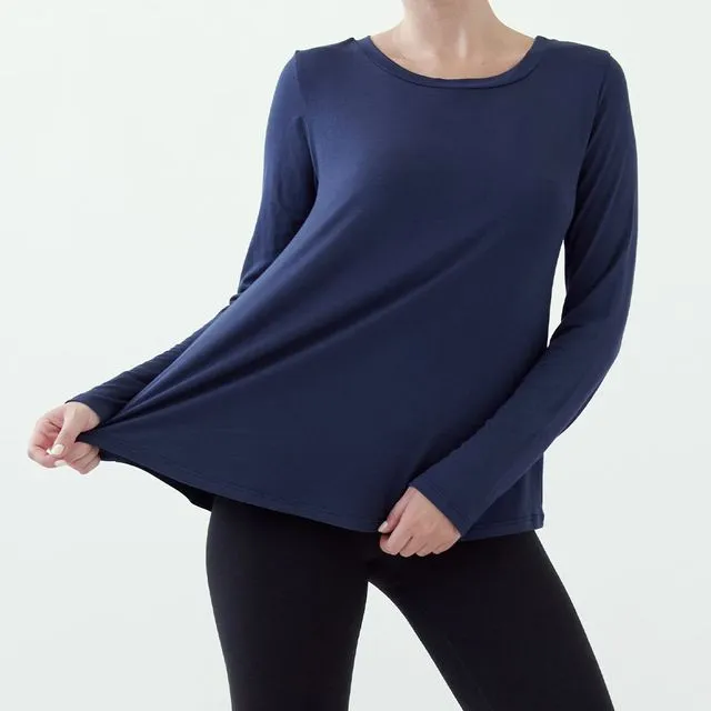 Bamboo SK classic long sleeve top, NAVY (S-M-L-XL 1-2-2-1)