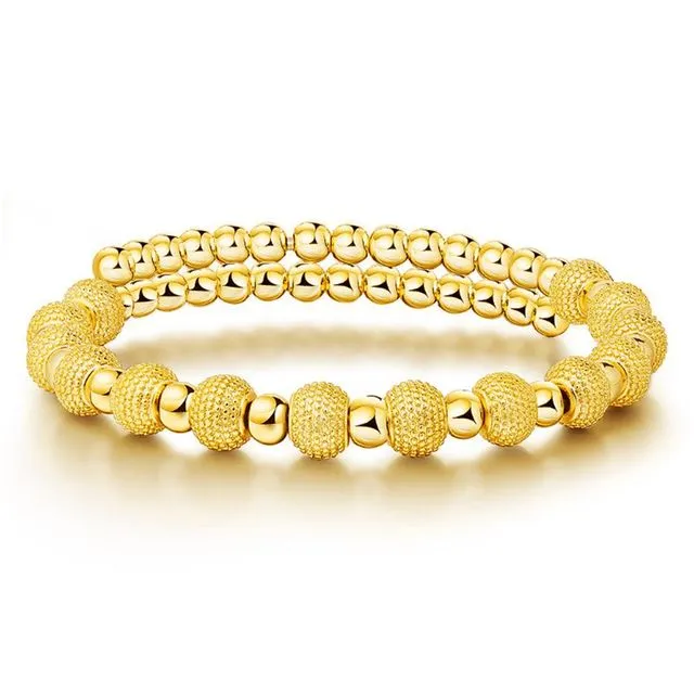 Yellow Gold Plated Adjustable Beans Bangle Bracelet
