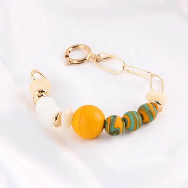 Flora Glass Bead and Chain Bracelet