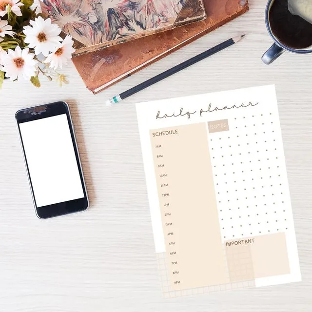 Daily A4 Planner | Neutral Tones | Instant Download | Printable | Print at Home | Organisation | Minimalistic