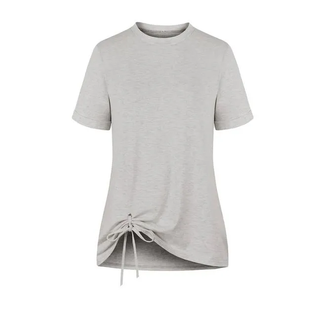 Basic Casual Grey Round Neck Short Sleeves Tee Top-71127 - LIGHT GREY