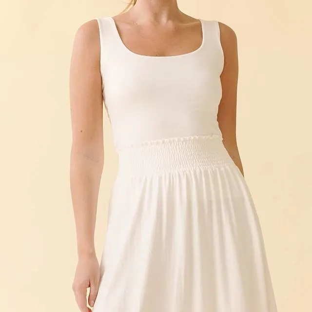BAMBOO DOUBLE LAYERED TANK IVORY( S M L / 2 2 2)