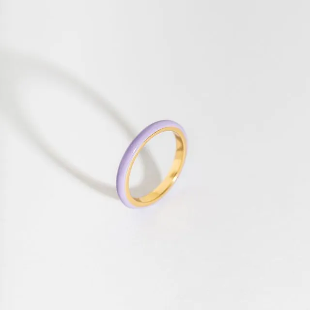Lavender Enamel and Gold Vermeil Stacking Ring