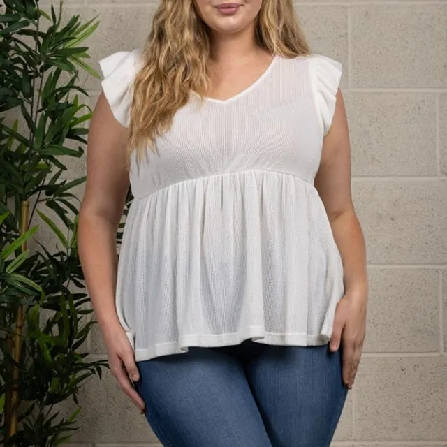 IVORY BABY DOLL STYLE PLUS SIZE TOP PDY2891SD