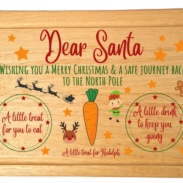 Second Ave Christmas Eve Santa Treat Board Wooden Serving Platter Novelty Xmas Gift Idea