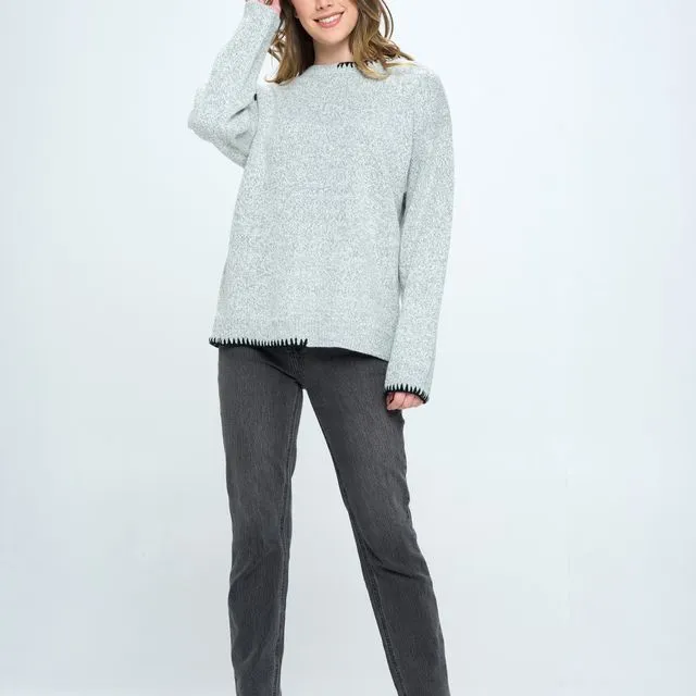 Solid Pullover Sweater in Gray