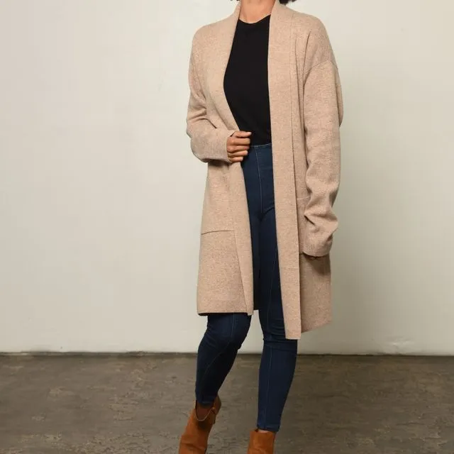 Solid Open Front Cardigan in Charcoal, Oatmeal, Black
