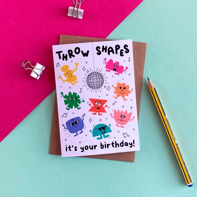 Throwing Shapes card, A6 Eco-friendly, blank inside