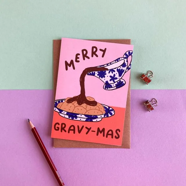 Merry Gravy-mas card, A6 Eco-friendly, blank inside