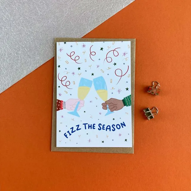 Fizz The Season card, A6 Eco-friendly, blank inside