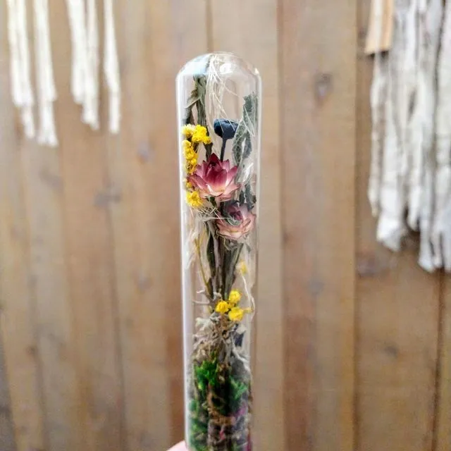 dried flower terrarium crisp autumn air dried flowers in glass bottle / vials