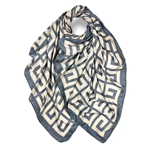 Maze printed scarf in Grey