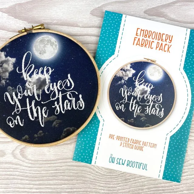 Eyes on the Stars Embroidery Pattern Fabric Pack, Craft DIY Kit