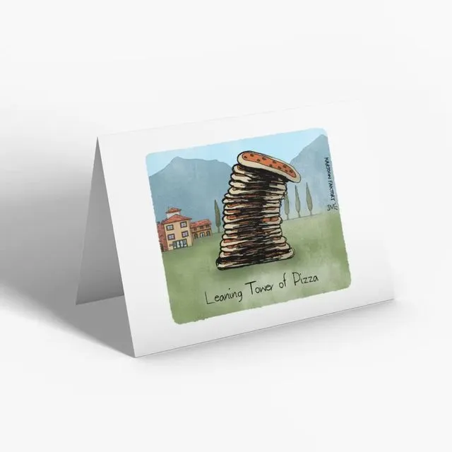 Leaning Tower Of Pizza 5x7" Greeting Card