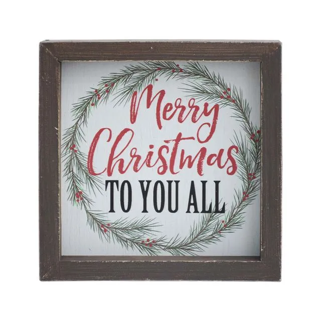 Merry Christmas to You All Framed Wooden Tabletop Sign