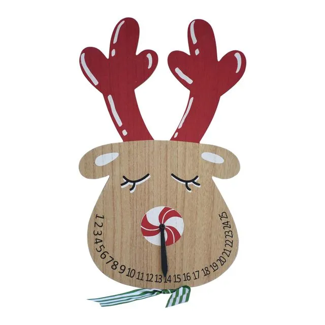 Reindeer Shaped Wood Wall Christmas Countdown Calendar