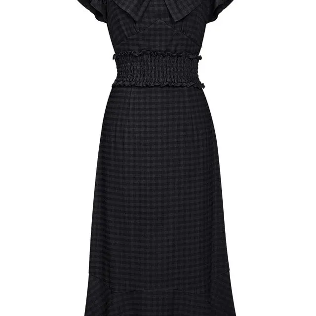 Chic Star Plus Size Plaid Bow Dress In Black