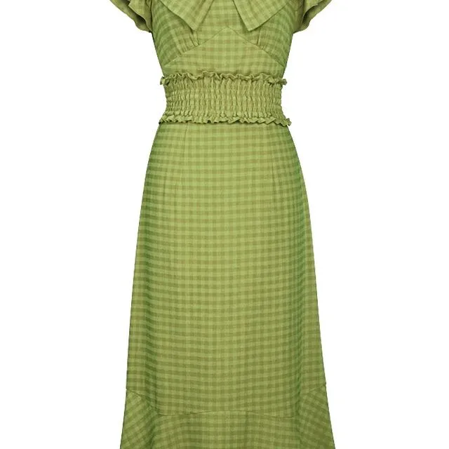 Chic Star Plus Size Plaid Bow Dress In Green