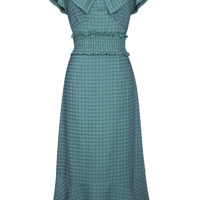 Chic Star Plus Size Plaid Bow Dress In Blue