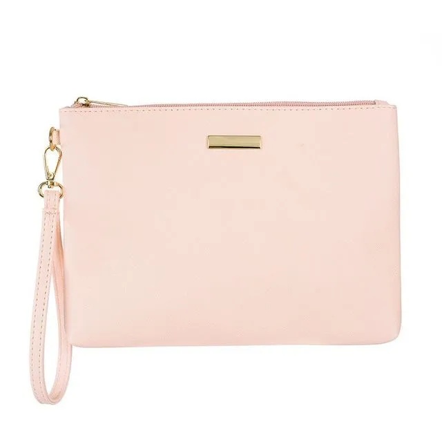 Pink flat clutch bag
