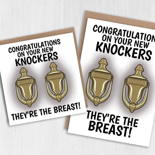 Funny boob job card: Congratulations on your new knockers