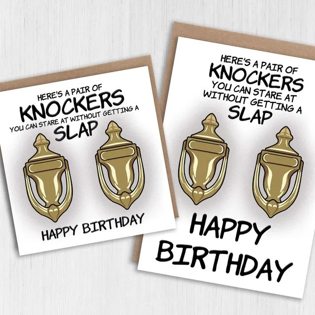 Funny birthday card: Pair of knockers you can stare at