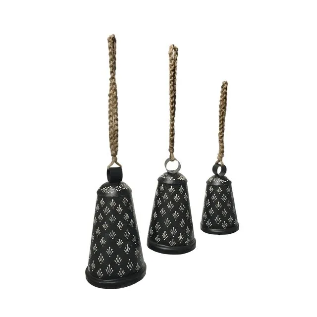 Set of 3 Barney's Hand-Painted Metal Hanging Bells