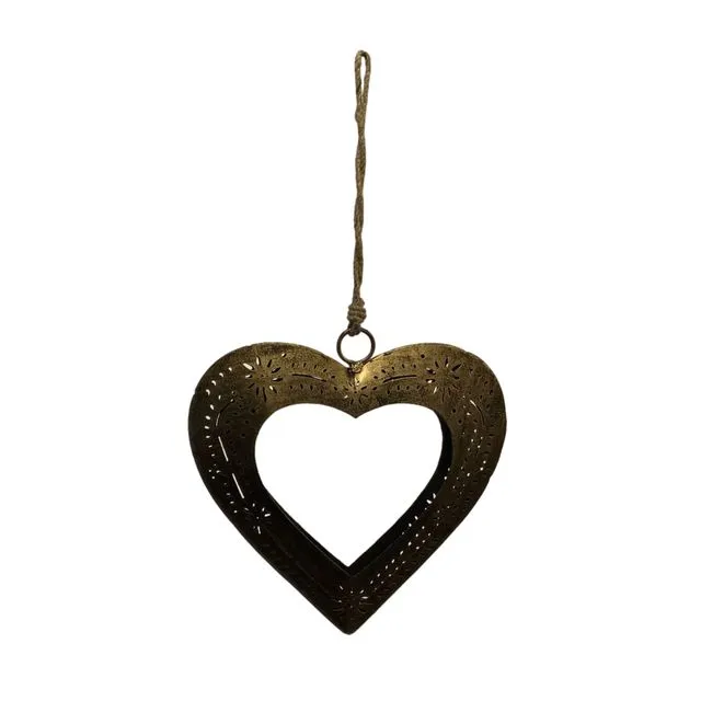 Laser Cut Molded Metal Heart Hanging Pendent Ornament