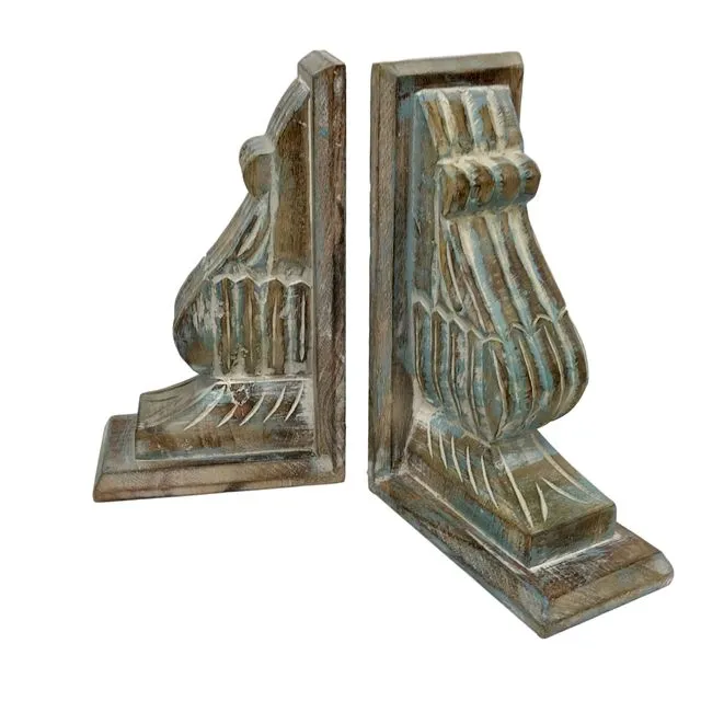 Set/2 Hand-Carved Wood Wall Brackets/Bookends