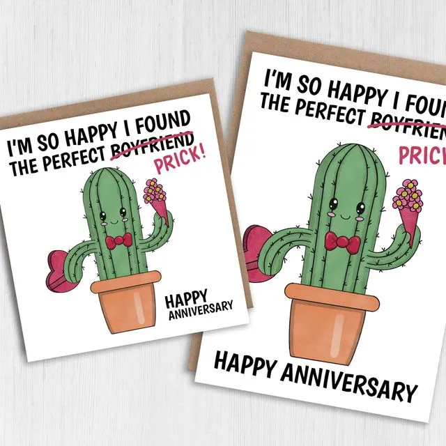 Funny anniversary card for boyfriend: Perfect prick