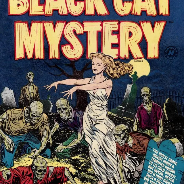 VINTAGE HALLOWEEN HORROR COMICS POSTCARD BLACK CAT MYSTERY #37