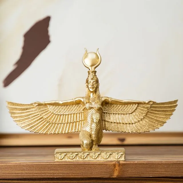 Golden Goddess Isis Modern Sculpture for Home Decor