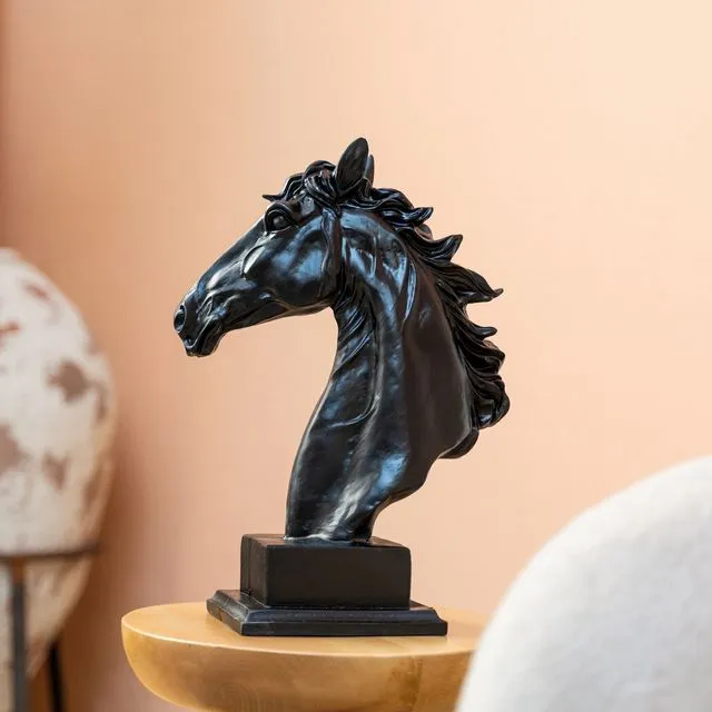 Dark Horse Bust Modern Sculpture for Home Decor