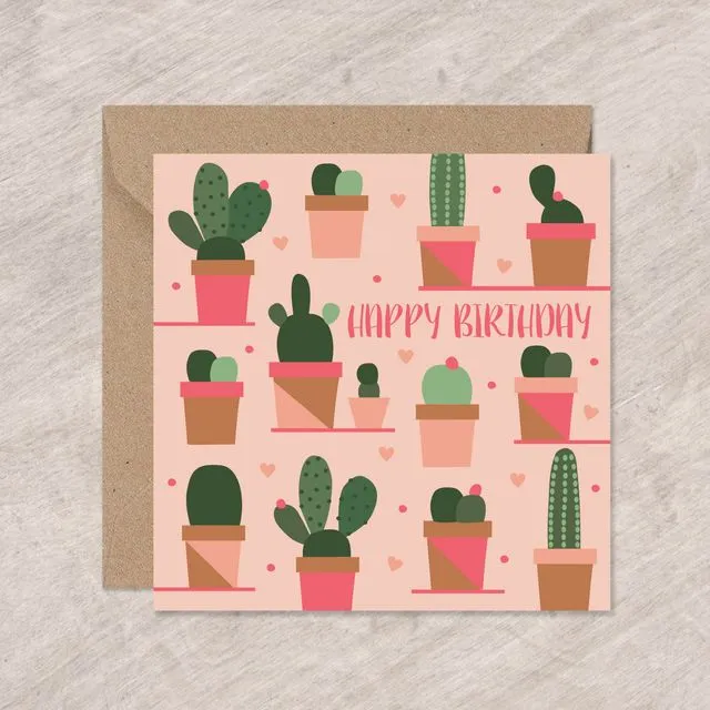 Birthday Cacti and Pots cards x6, Eli the Goat