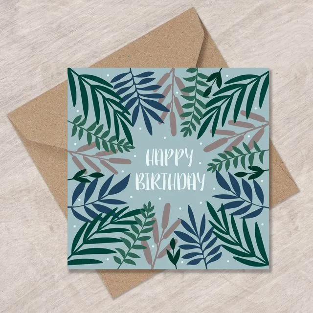 Birthday Leaves and Dots cards x6, Eli the Goat