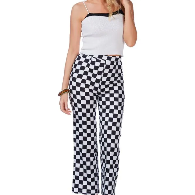 Checkerboard Culottes Pants In Black & White