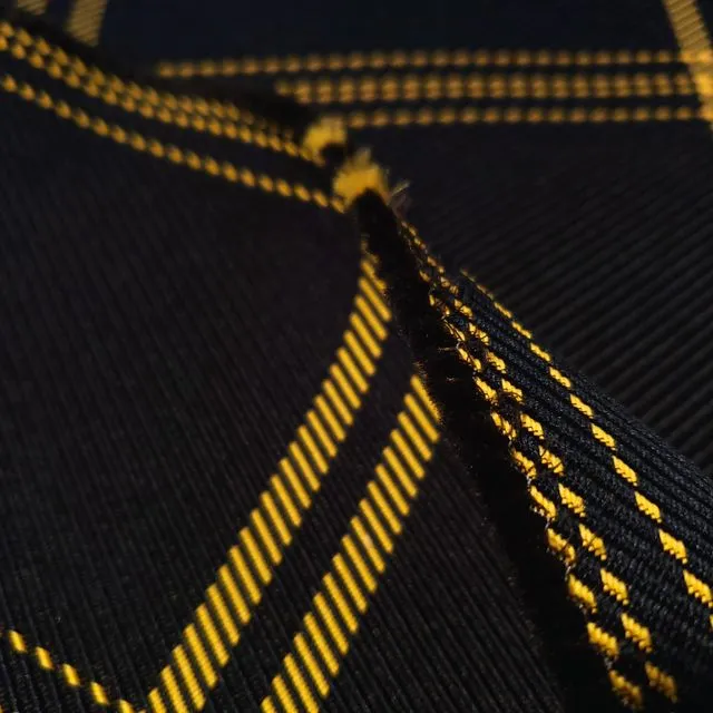 Heavy Navy Yellow Tartan Coordoroy Fabric 54" By The Yard