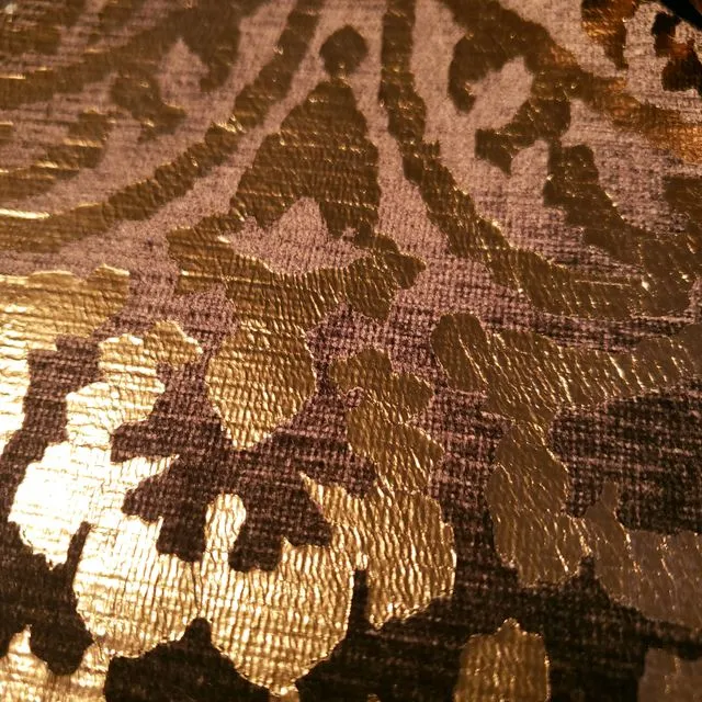 Metallic Damask Gold Taupe Chenille Upholstery Fabric 54" By The Yard Drapery Coushion