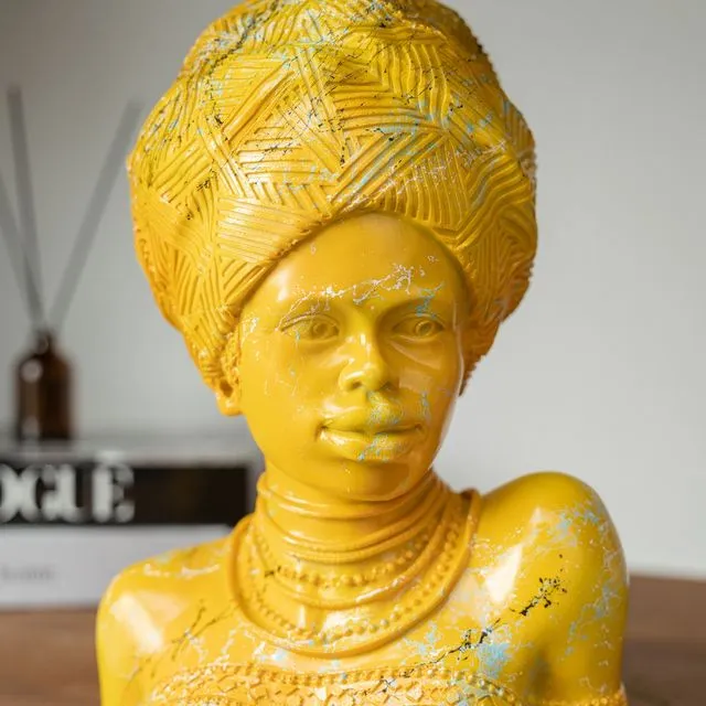 True African Beauty Yellow Modern Sculpture for Home Decor