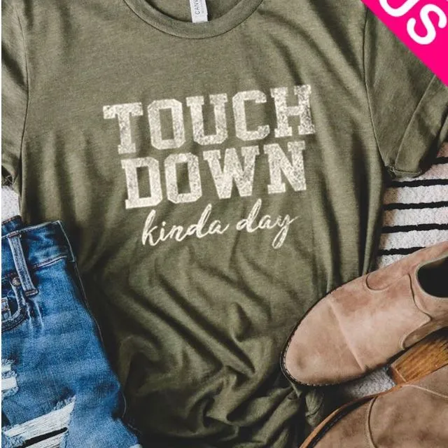 TS2862-plus-TOUCH DOWN Graphic Print Women Short Sleeve Top-Packaged 3-2-1 (1X-2X-3X)