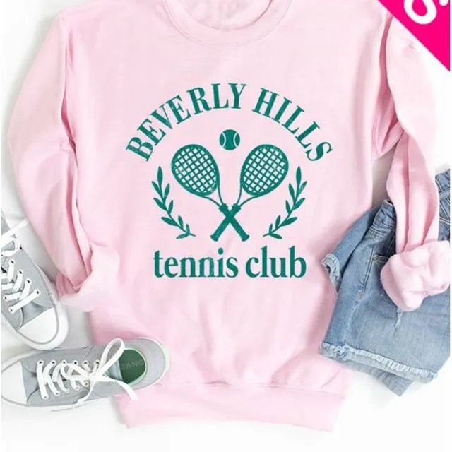SS2835K-plus-BEVERLY HILLS TENNIS CLUB Graphic Pullover Sweater -Packaged 3-2-1 (1X-2X-3X)