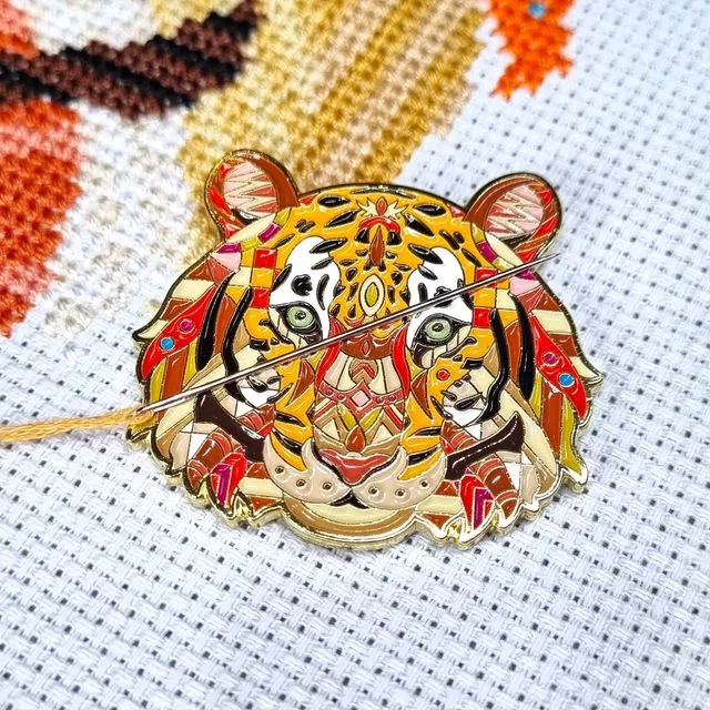 Mandala Tiger Needle Minder for Cross Stitch, Embroidery & Sewing