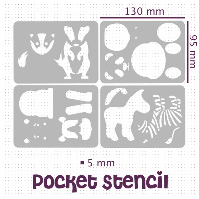 Pocket Journal stencil - Monochrome Friends - Set of 4