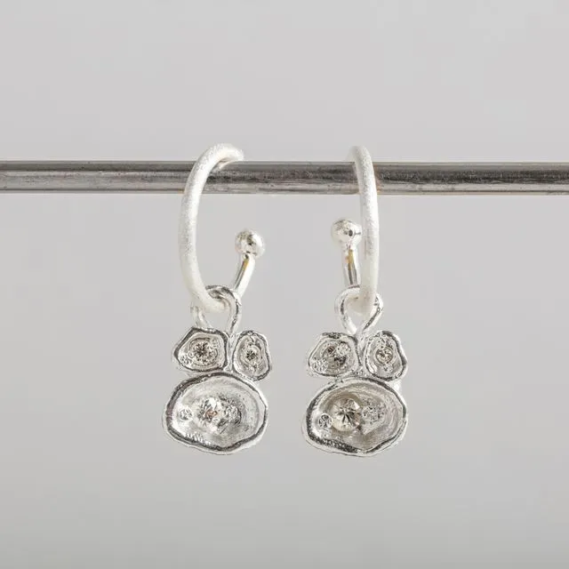 White Topaz and Recycled Silver Statement Hoops