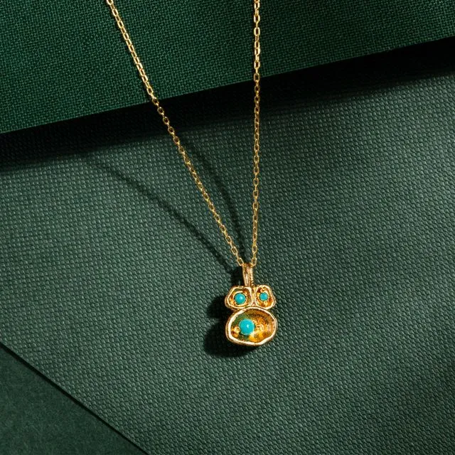 Turquoise and Gold Vermeil Pendant Drop Necklace