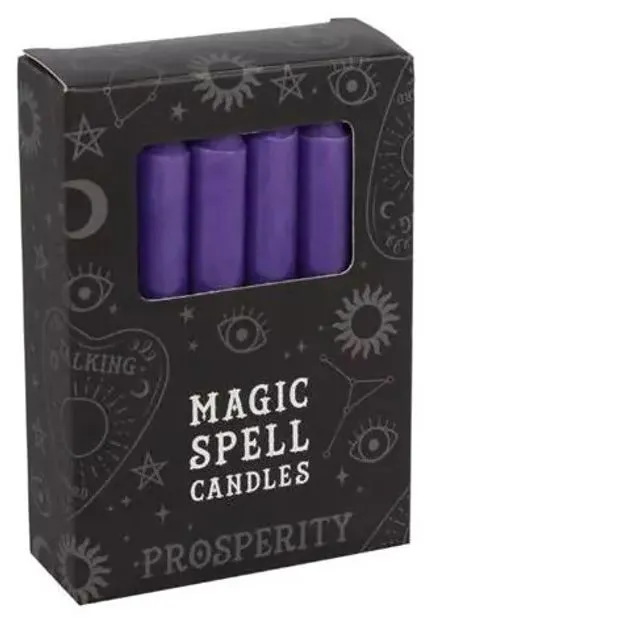 Pack of 12 Purple 'Prosperity' Spell Candles.