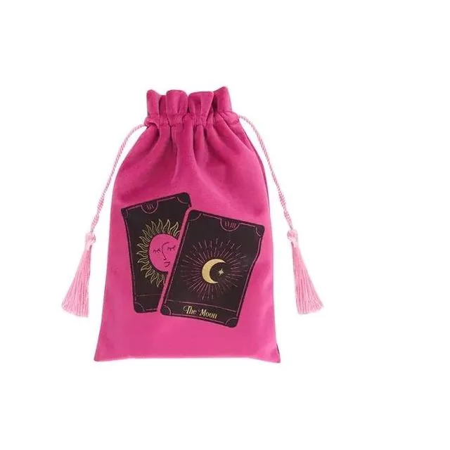 Pink Tarot Cards Drawstring Pouch