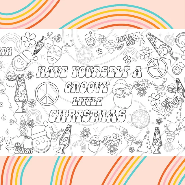 Retro Christmas Coloring Table Cover