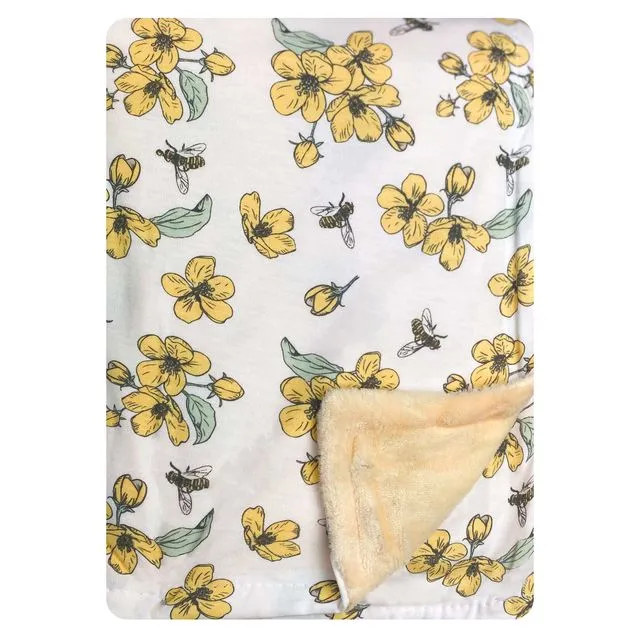 2-Ply Plush Baby Stroller Blanket - Cream & Yellow